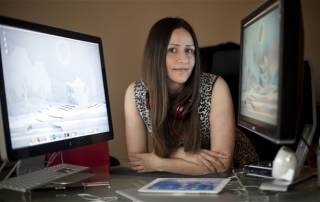 Gamer Girl..  Jennifer Schneidereit, video game designer in her midlands studio.
10/12/2013